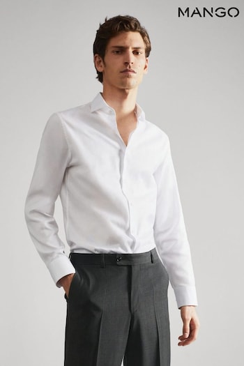 Mango White Slim Fit Cotton Suit Shirt (C92273) | £50