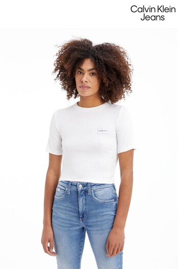 Calvin Klein Jeans Ribbed White T-Shirt (C92341) | £50