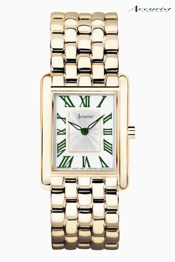 Accurist Womens Gold Tone Rectangle Stainless Steel Bracelet Analogue Watch (C92344) | £189