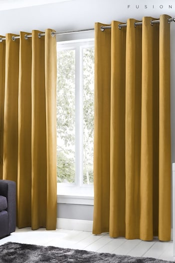 Fusion Yellow Sorbonne Eyelet Curtains (C92492) | £22 - £65