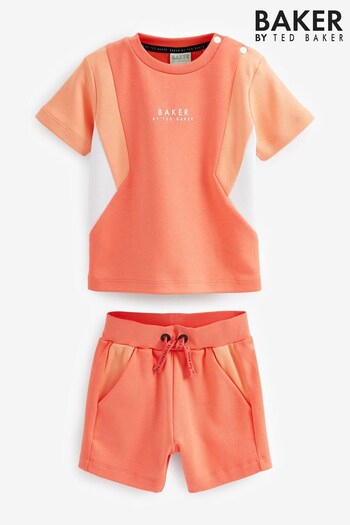 Baker by Ted Baker Orange Colourblock Short And T-Shirt Set (C92579) | £34 - £38