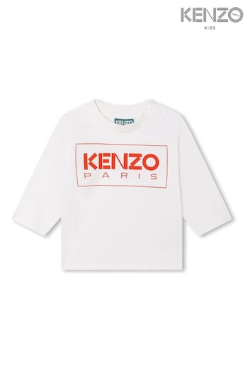 KENZO KIDS Ivory Logo Long Sleeve T-Shirt (C92735) | £56 - £61