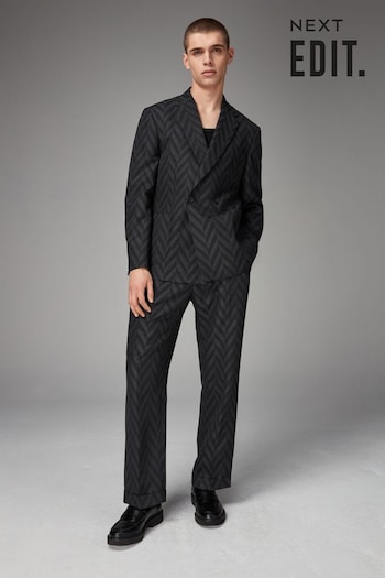 Charcoal Grey EDIT Relaxed Pattern Suit Trousers (C92806) | £45