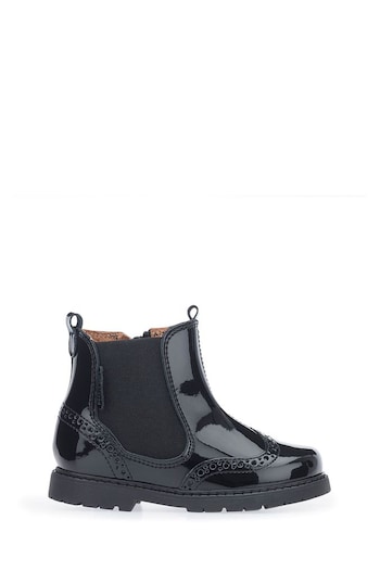 Start Rite Chelsea Black Patent Leather Black Zip Up Boots Szary (C92888) | £49