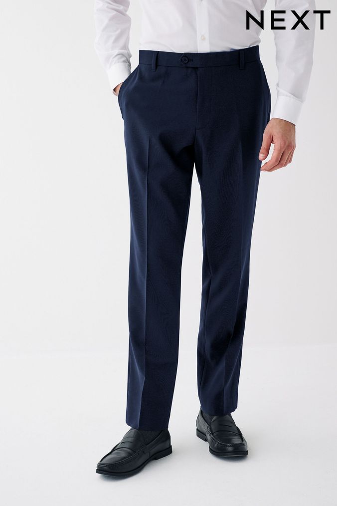 Navy Blue Machine Washable Plain Front Smart Trousers (C92951) | £20