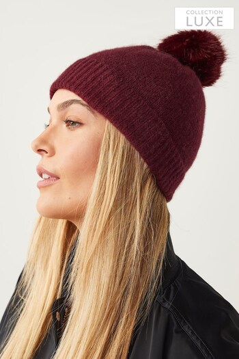 Berry Red Collection Luxe Cashmere Blend Pom Hat (C93001) | £24