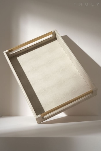 Truly Ivory Cream Luxe Rectangle Shagreen Tray (C93057) | £95