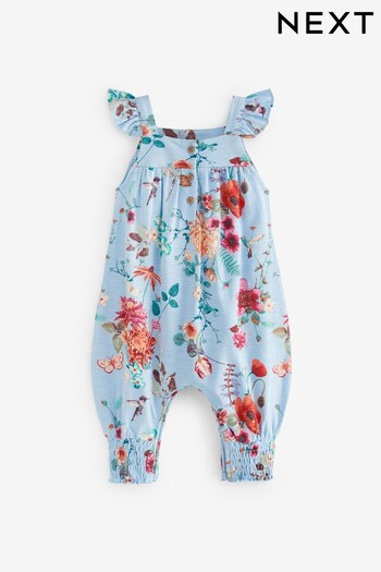 Blue Floral Baby Jersey Frill Shoulder Jumpsuit (0mths-3yrs) (C93077) | £11.50 - £13.50