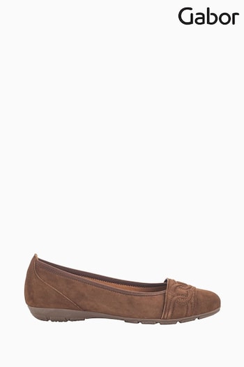 Gabor Resemblance Whisky Brown Suede Ballerina Shoes Runner (C93103) | £85