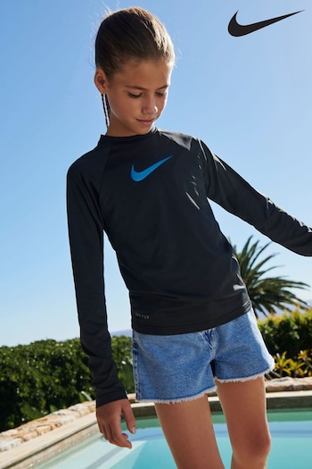 Nike Binary Black Sun Safe Hydroguard Long Sleeved Swim Top (C93107) | £24