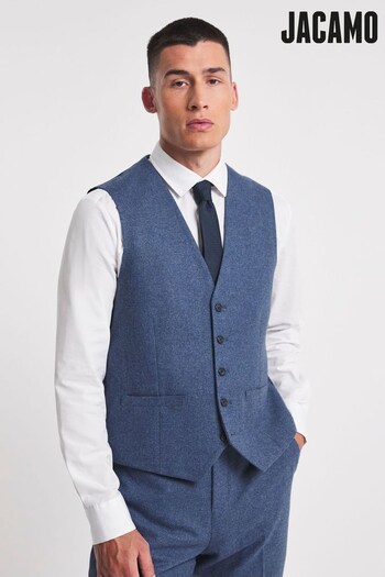 Jacamo Blue Tweed Waistcoat (C93137) | £47