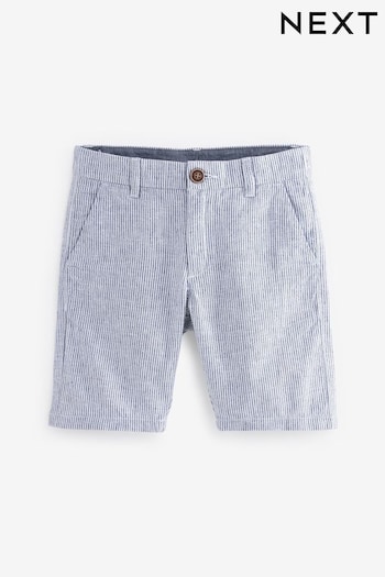 Blue Stripe Chino Shorts With Linen (3-16yrs) (C93330) | £11 - £16