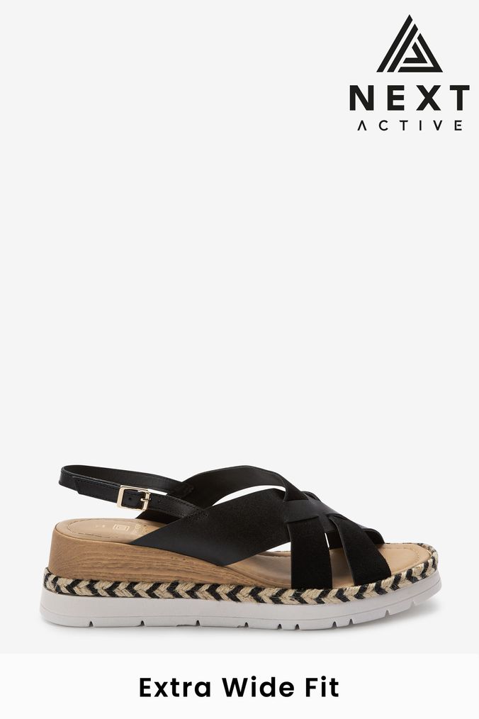 Buy Women s Sandals Black Flat X Wide Footwear Online Next UK