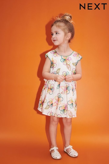 Pink/Green Embroidered Cotton Dress (3mths-8yrs) (C93594) | £29 - £35