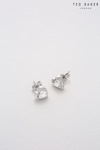Ted Baker HAN: Silver Crystal Heart Earrings For Women (C93650) | £30