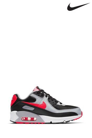 Nike nis Grey/Red Air Max 90 Youth Trainers (C93666) | £100