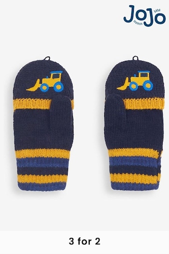 JoJo Maman Bébé Navy Boys' Digger Embroidered Gloves (C93953) | £15.50