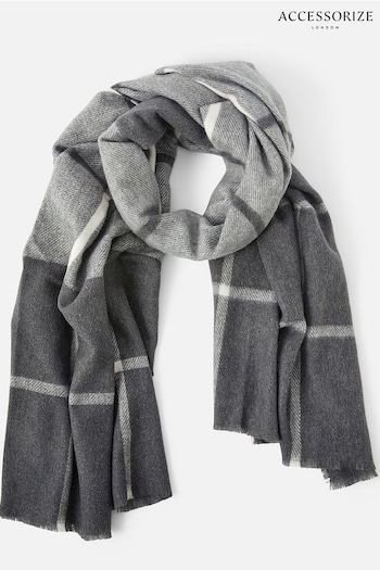 Accessorize Grey Carter Check Blanket Scarf (C94039) | £22