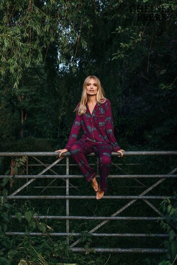 Chelsea Peers Purple Recycled Fibre Zebra Print Long Pyjama Set (C94105) | £45