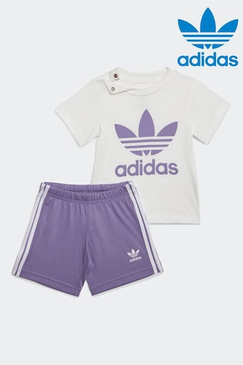 adidas hong originals Purple Shorts And T-Shirt Set (C94153) | £25