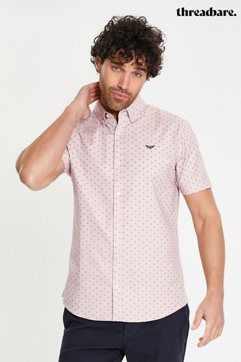 Threadbare Pink Cotton Diamond Print Short Sleeve Shirt (C94518) | £26