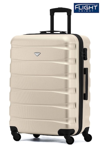 Flight Knight Cream/Black Medium Hardcase Lightweight Check In Suitcase With 4 Wheels (C94536) | £60