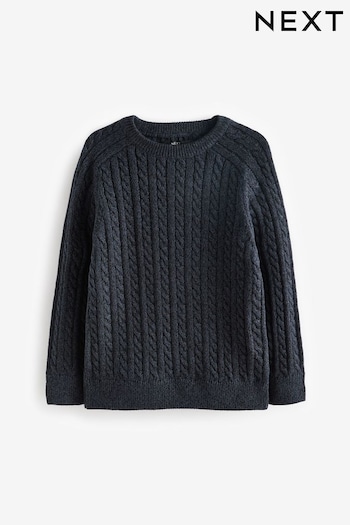 Navy Blue Cable Knit Crew Jumper (3-16yrs) (C94605) | £15 - £20