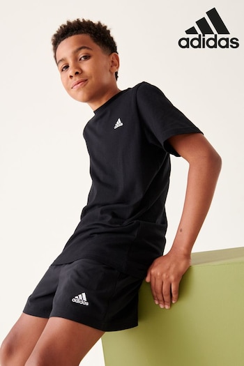 adidas Black Junior Essentials Small Logo Cotton T-Shirt (C94660) | £12