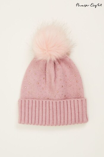 Phase Eight Pink Sparkle Bobble Hat (C94662) | £35