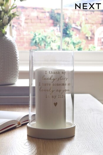 White Mini Sentimental Quote Tealight Hurricane Lantern (C94831) | £22
