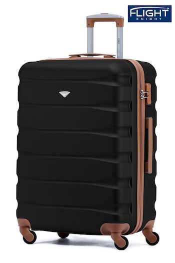 Flight Knight Black/Tan Medium Hardcase Lightweight Check In Suitcase With 4 Wheels (C94946) | £60