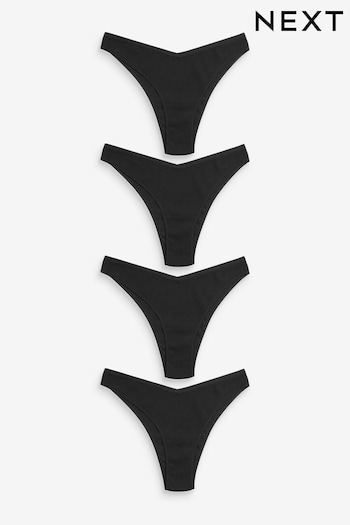 Black Bikini Cotton Rib Knickers 4 Pack (C95060) | £16