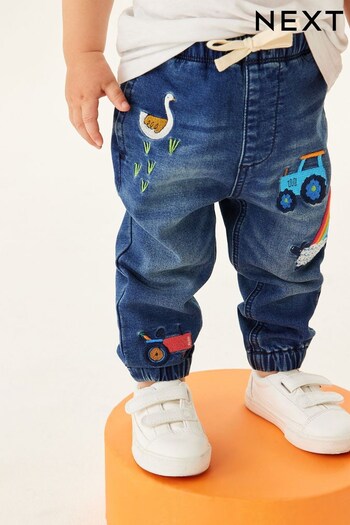 Mid Blue Denim Farm Character Pull-On Turquoise Jeans (3mths-7yrs) (C95078) | £15 - £17