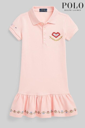 Polo Ralph Lauren Pink Embroidered Logo Polo Dress (C95082) | £99 - £109