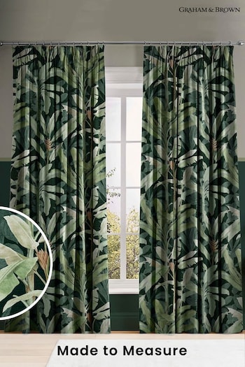Graham & Brown Emerald Green Borneo Made to Measure Curtains (C95280) | £119