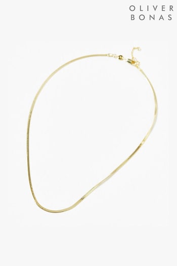 Oliver Bonas Zale Skinny Gold Plated Snake Chain Necklace (C95304) | £55