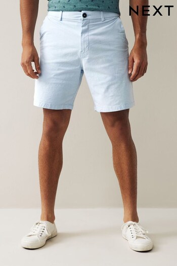 Light Blue Oxford Loose Stretch Chino Shorts lounging (C95348) | £20
