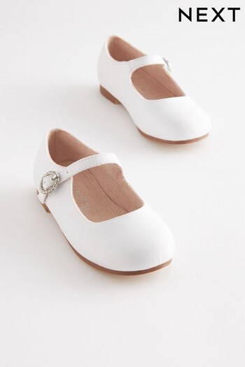 White Stain Resistant Satin Wide Fit (G) Bridesmaid Collection Mary Jane Occasion Shoes (C95353) | £21 - £23