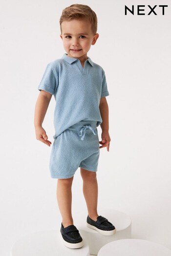 Blue Knitted Bouclé T-Shirt And Shorts Set (3mths-7yrs) (C95378) | £22 - £27
