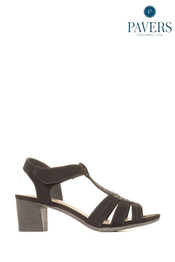 Pavers Comfort Heel Black Sandals (C95487) | £38