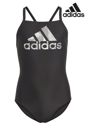 adidas Black Junior Big Logo Swimsuit (C95503) | £18