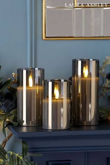 Laura Ashley Set of 3 Black Rossmore LED Candles (C95643) | £32