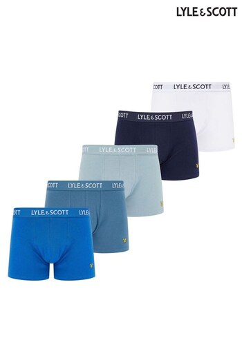 Lyle & Scott Blue Miller Underwear Trunks 5 Pack (C95674) | £46