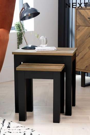 Dark Bronx Oak Effect Rectangle Set of 2 Nest of  Tables (C95825) | £99