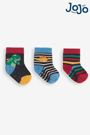 JoJo Maman Bébé Navy 3-Pack Dinosaur Socks (C95954) | £9.50