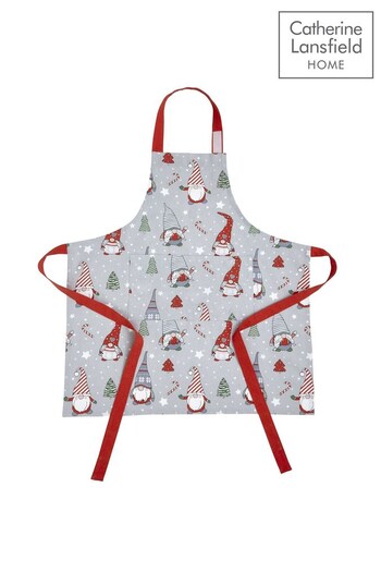 Catherine Lansfield Red Christmas Gnomes Cotton Apron (C96003) | £10