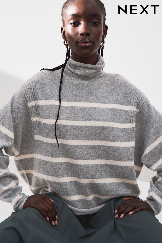 Buy Women s Jumpers Grey Stripe Knitwear Online Next UK