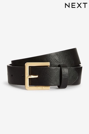 Black Leather Gold Buckle Belt (C96126) | £7 - £8