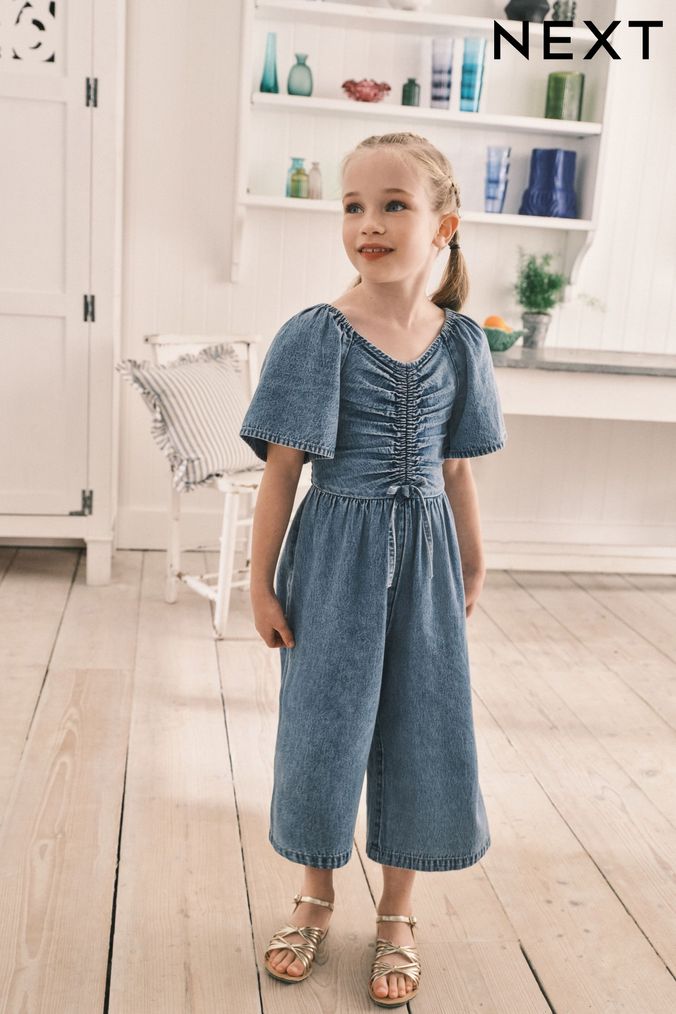 Girls denim cheap boiler suit