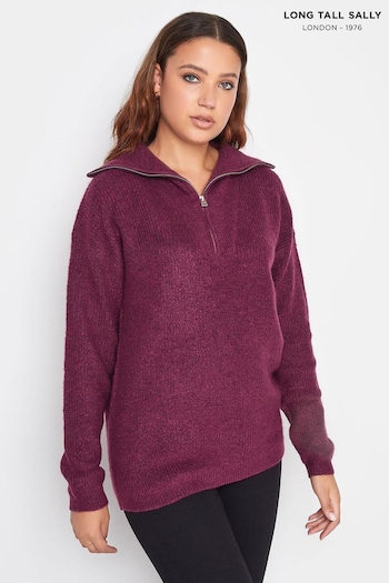 Long Tall Sally Purple Zip Funnel Neck Jumper (C96440) | £34